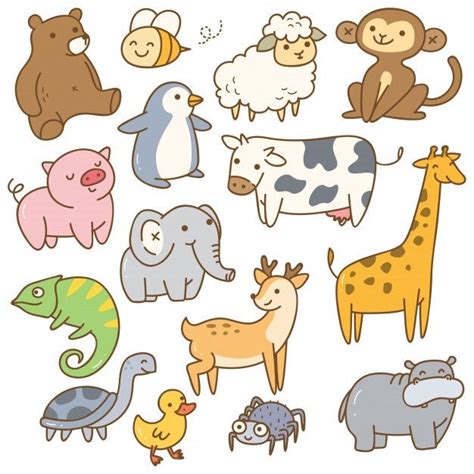 Conjunto de animales de dibujos animados | Vector Premium | Dessin ...