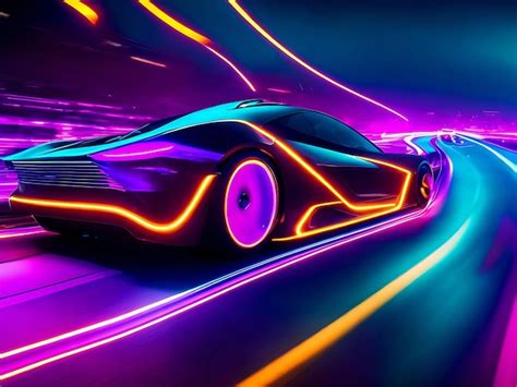 Premium Photo Futuristic Sports Car On Neon Highway Powerful