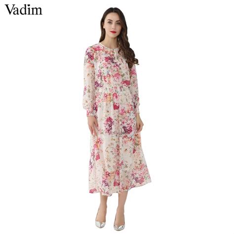 Vadim Mulheres Doce Floral Impress O Chiffon Longo Vestido Duas Pe As