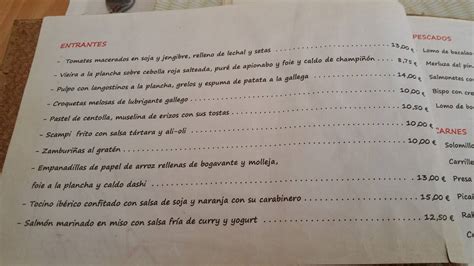 Carta Del Restaurante El De Alberto La Coru A C Ngel Rebollo