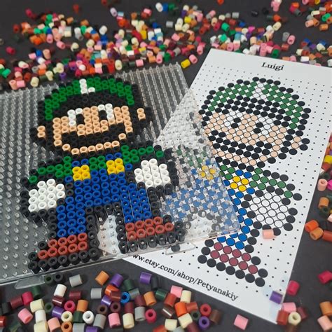 Luigi Marios Brother Perler Beads Kit Diy Pixel Art Hama Beads Fuse