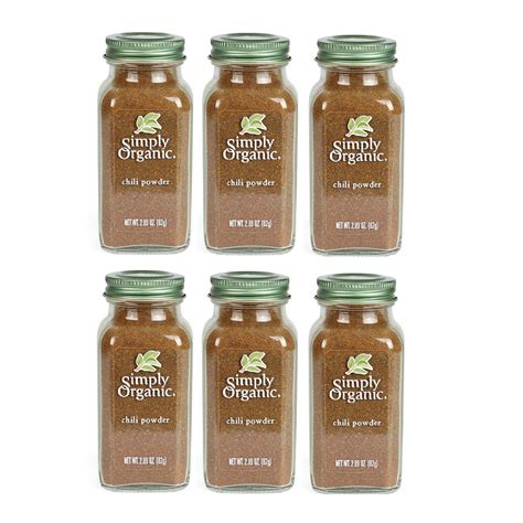 Simply Organic 6 Bottles Chili Powder 2 89oz Carlo Pacific