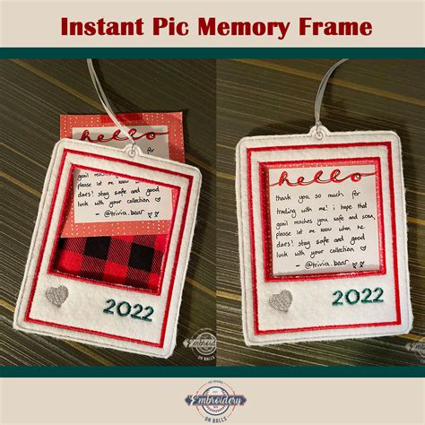 instant pic photo ornament hanger ith machine embroidery design