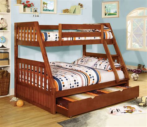 Canberra Oak Twin Over Full Bunk Bed From Furniture Of America Cm