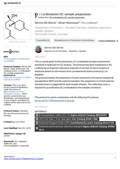 Pdf α Bisabolol Gc Sample Preparation V1