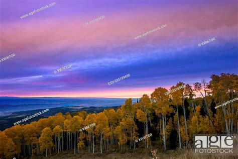 Fall Colors in La Sal Mountains Sunset over the City of Moab, Stock ...