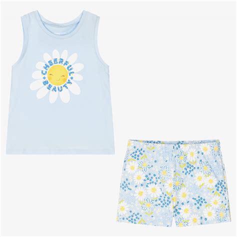 Mayoral Girls Blue Cotton Daisy Pyjamas Childrensalon Outlet