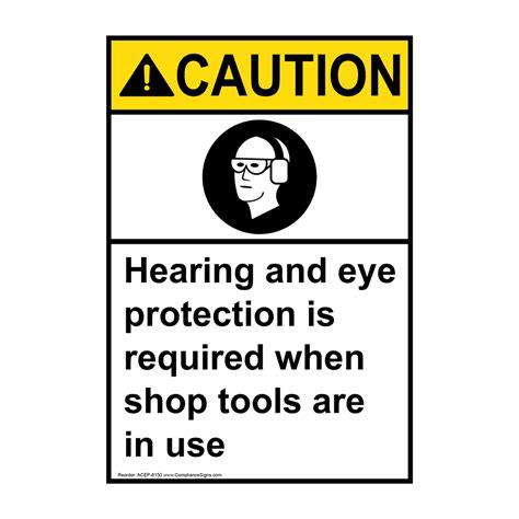 Vertical Hearing And Eye Protection Is Required Sign Ansi Caution