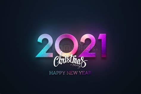 Figures 2021 Happy New Year Elegant Design With Neon Numbers On A