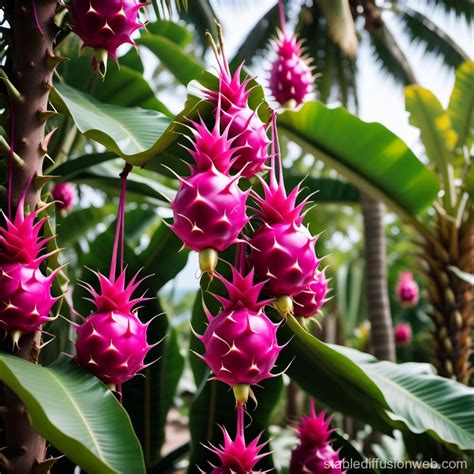 Dragon Fruit Plant in Thai Beach Garden | Stable Diffusion Online