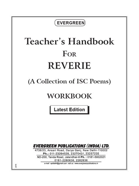 Reverie Collection Of Isc Poems Workbook Handbook 11 Download Free Pdf Poetry Metaphor