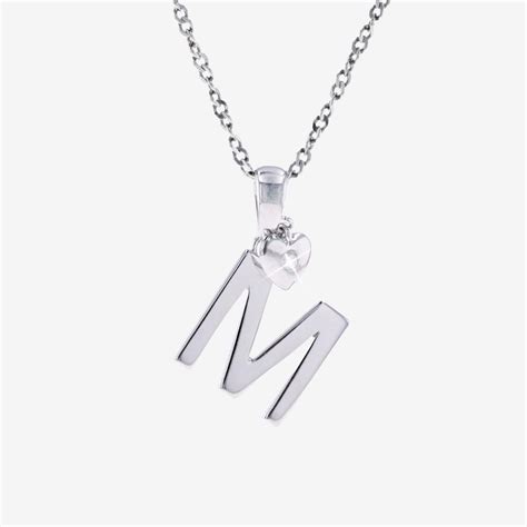 Sterling Silver Real Diamond Lab Grown Initial M Necklace Warren James