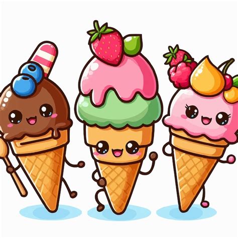 Premium Vector Kawaii Cute Ice Cream Illustration Character