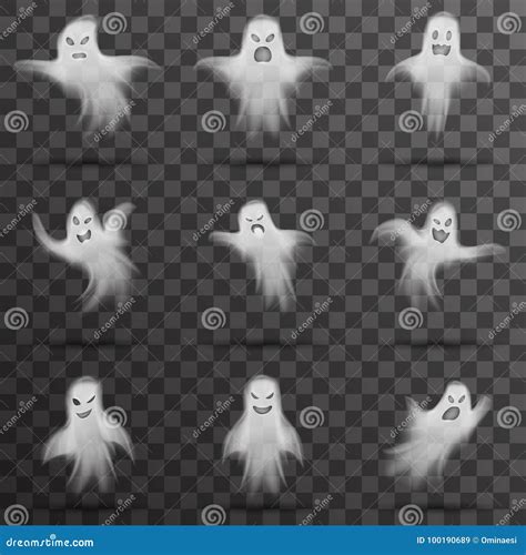 Halloween White Scary Ghost Isolated Template Transparent Night