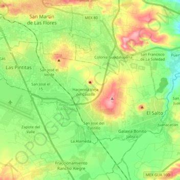 Mapa topográfico El Salto altitud relieve