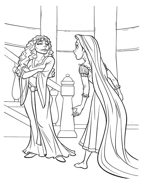 Coloring Page Mother Gothel And Rapunzel