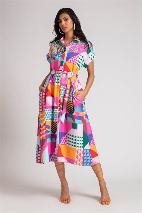 Buy Pankaj And Nidhi Multi Color Heavy Crepe Graphic Print Shirt Dress