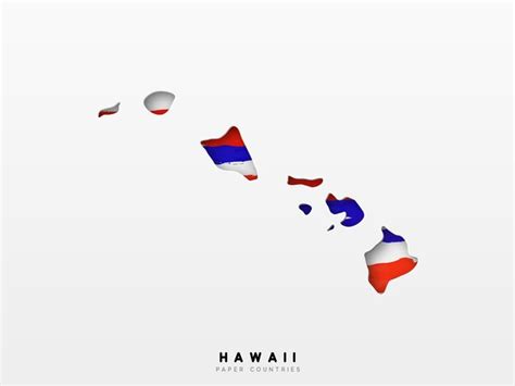 Mapa detallado de hawaii con bandera del país. pintado en colores de ...