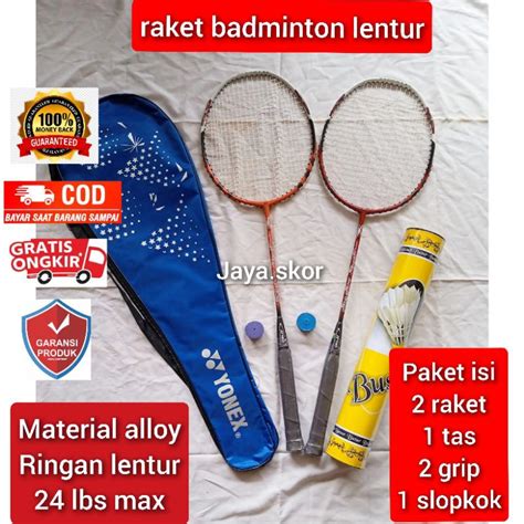 Jual Bisa Cod Raket Badminton Lentur Set Lengkap Satuan Raket Tas