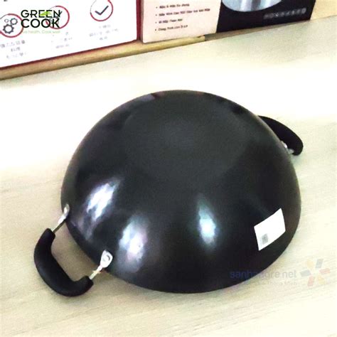 Chảo xào thép vân kim cương sâu lòng Greencook GCW02-32IH size 32cm đáy ...