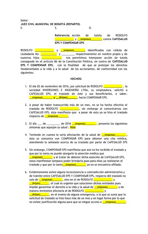 Acción de tutela RO Señor JUEZ CIVIL MUNICIPAL DE BOGOTÁ REPARTO E