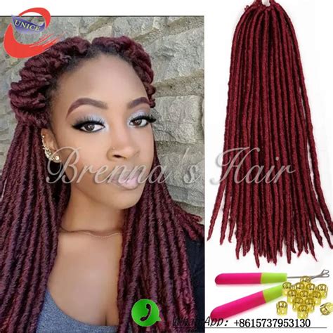 18 Inch Beautiful Burgundy Braiding Hair Havana Twist Faux Locs Crochet Braids Hair Extension