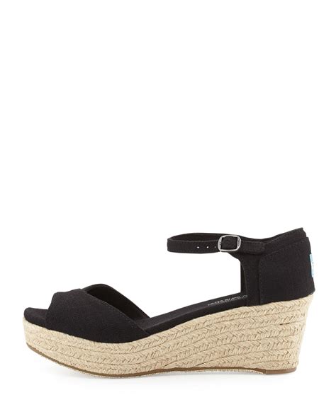 Toms Canvas Platform Wedge Sandal In Black Lyst