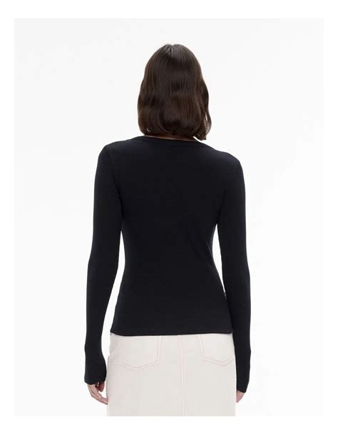 Witchery Scoop Neck Rib Top In Black Myer