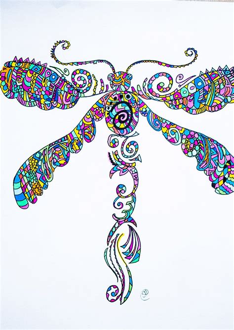 Beautiful Henna Dragonfly Colorful Indian Design Art For Purchase On