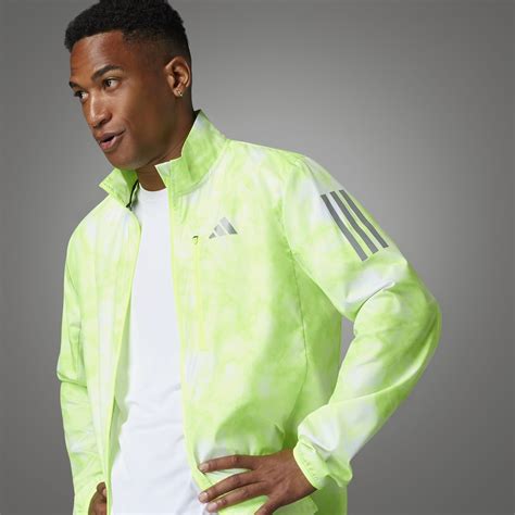 Adidas Otr Jkt Aop Running Jacket Mens White Lemon Sportsdirect