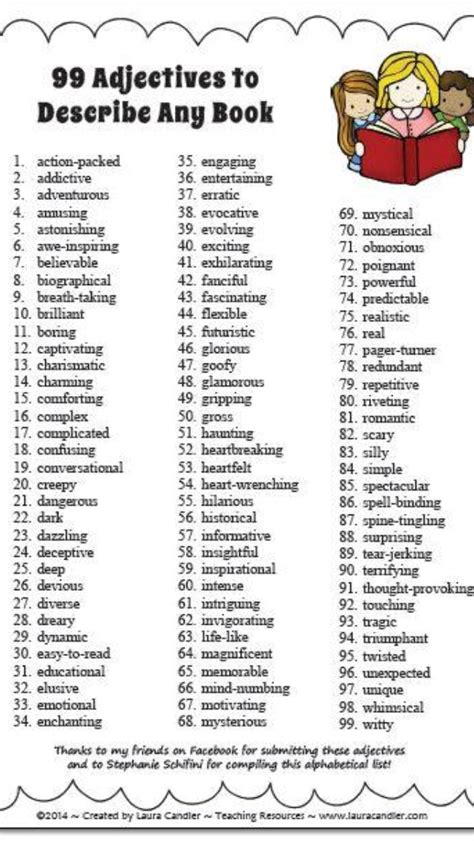 Kids list of adjectives