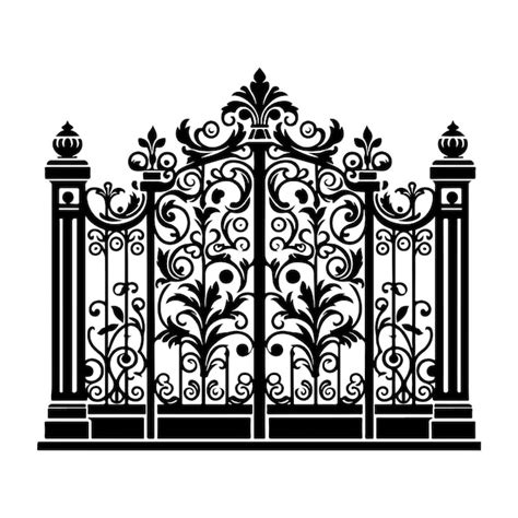 Decorative Fence Silhouette Ornamental Gates And Fences Set Vector