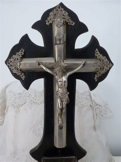 Antique S Altar Standing Crucifix Cross Large Black Wooden Etsy