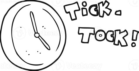 Hand Drawn Black And White Cartoon Ticking Clock 45196372 Png
