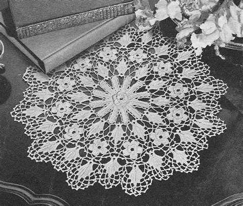 1942 Roses And Leaves Irish Lace Doily Crochet Pattern Crochet Doily