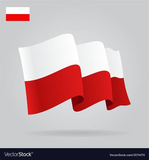 Flat and waving polish flag Royalty Free Vector Image