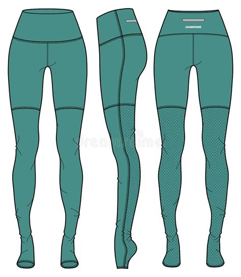 Women Open Toe Tights Leggings Pants Design Flat Sketch Vector