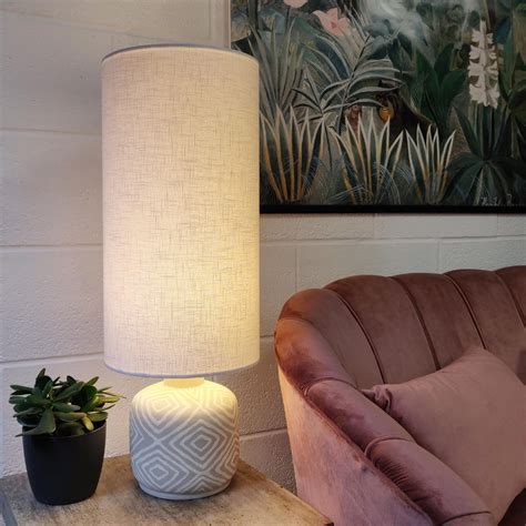 Lamp Shades Lighting Extra Tall Drum Lampshade In Pink Linen Cm