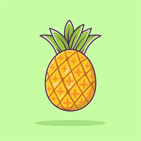 Pineapple Fruit Cartoon Vector Icon Illustration Food Nature Icon Concept Isolated Premium