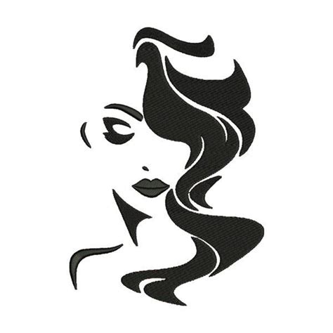 Seductive Woman Face Silhouette Embroidery Design In 2020 Woman Face