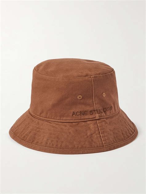 Acne Studios Brimmo Logo Embroidered Cotton Twill Bucket Hat For Men