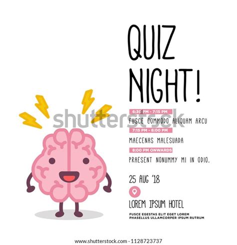 Quiz Night Poster Brain Cartoon Vector Stock Vector (Royalty Free ...