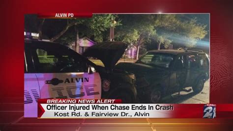 Alvin Police Officer Hurt When Chase Ends In Head On Crash