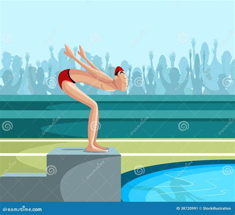 Swimmer Diving Into Pool Stock Vector Illustration Of Speed 38720991