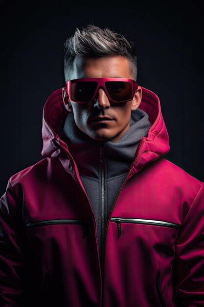 Premium AI Image A Man Wearing A Pink Jacket And Sunglasses