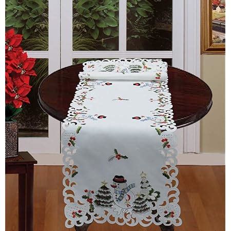 Amazon Creative Linens Holiday Embroidered Snowman And Christmas