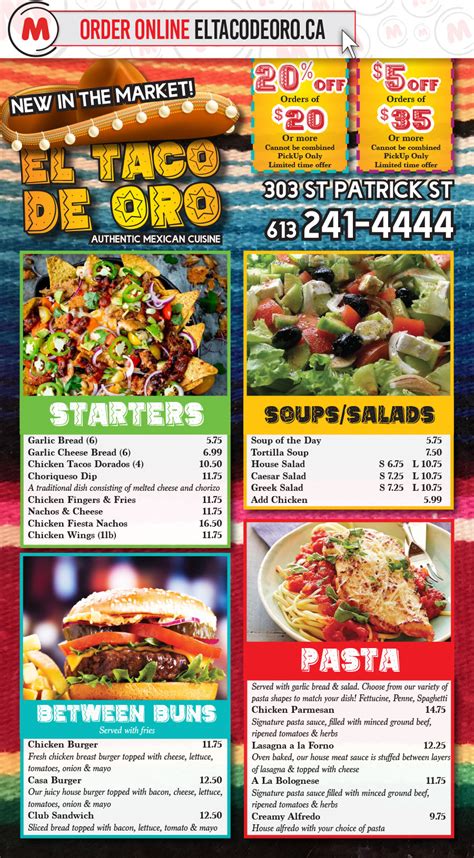 El Taco De Oro 303 St Patrick Street Order Online