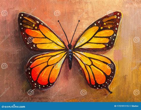 Oil Painting Of Monarch Butterfly Stock Image Image Of Decorative