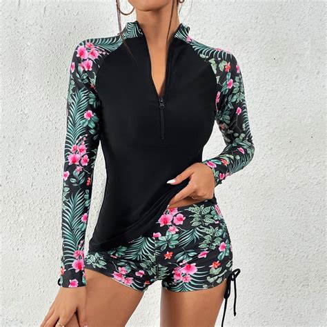 Lsljs Womens Long Sleeve Rash Guard Swimsuits Uv Upf 50 Sun Protection