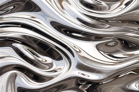 Premium AI Image | shiny chrome silver swirl melted surface graphic ...